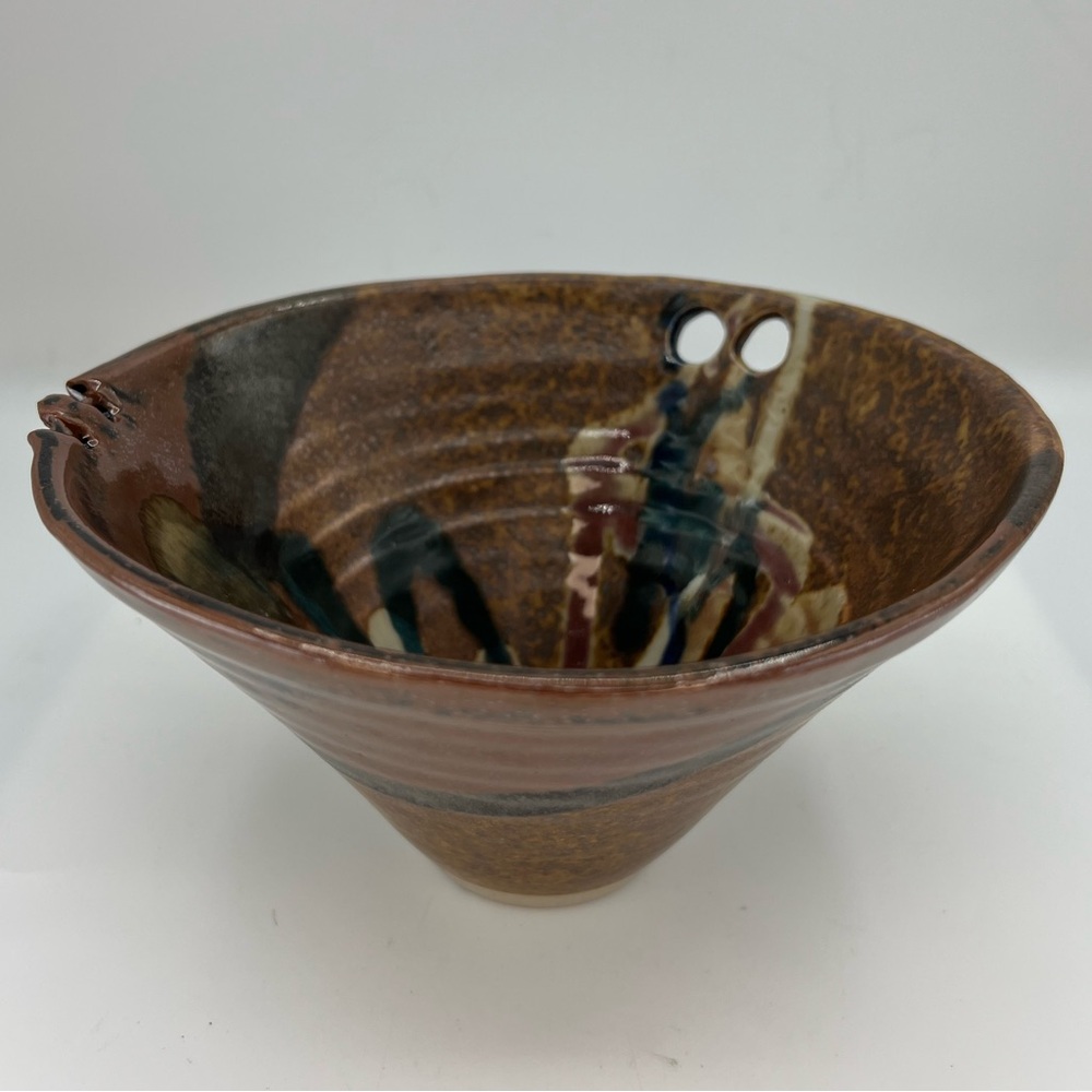Hand Thrown Drip Glaze Pottery Rice Noodle Bowl Chopstick Rest Colorful